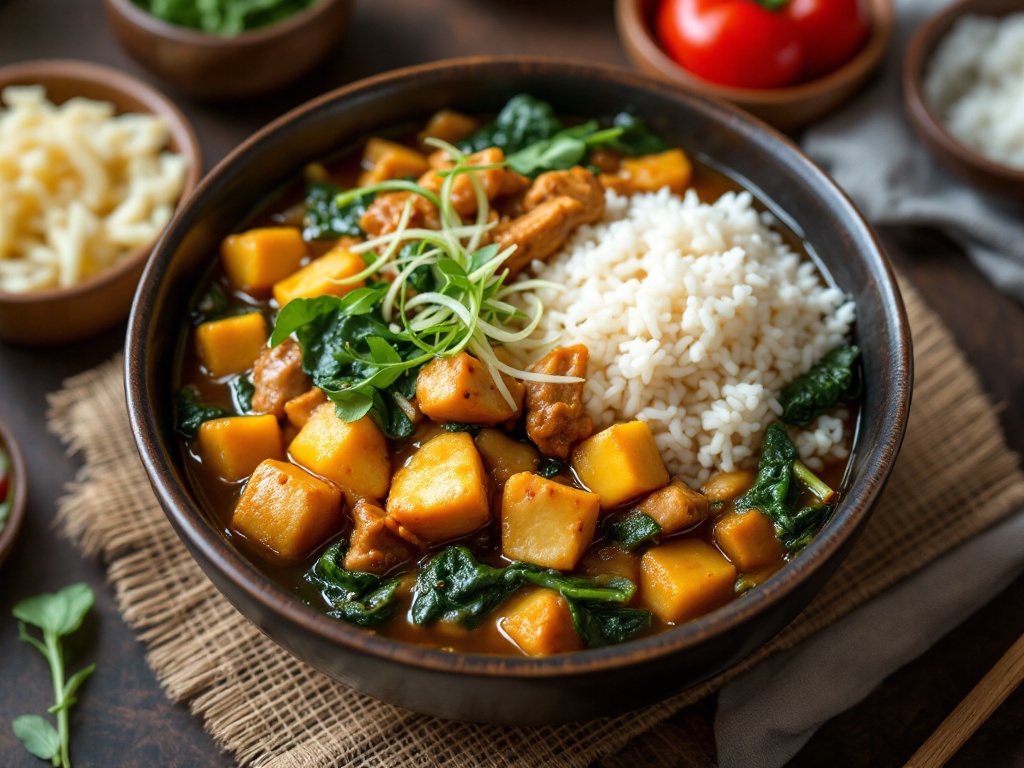 Doenjang Jjigae with Rice and Spinach Namul