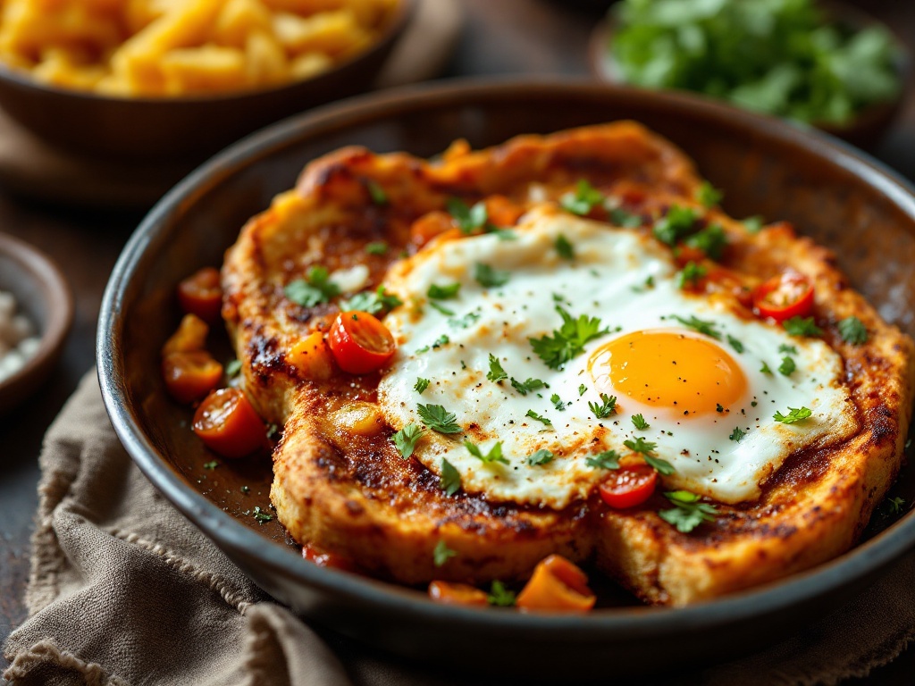 Egg Toast with Tomato and Onion